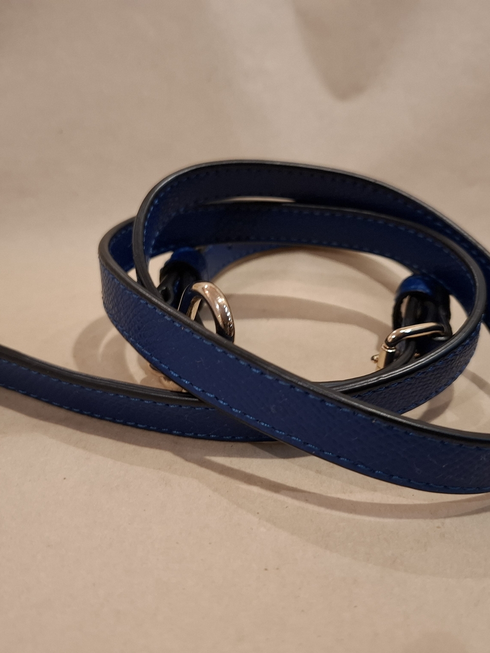 Prada Blue Leather Handbag Strap with Gold Hardware